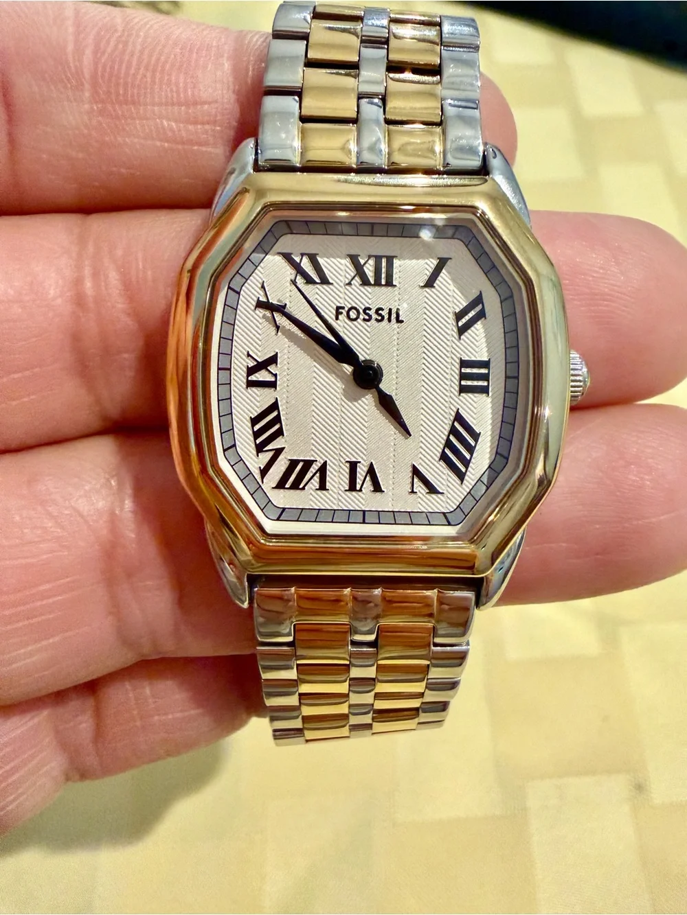 Fossil Two-Tone Silver and Gold Roman Dial Watch